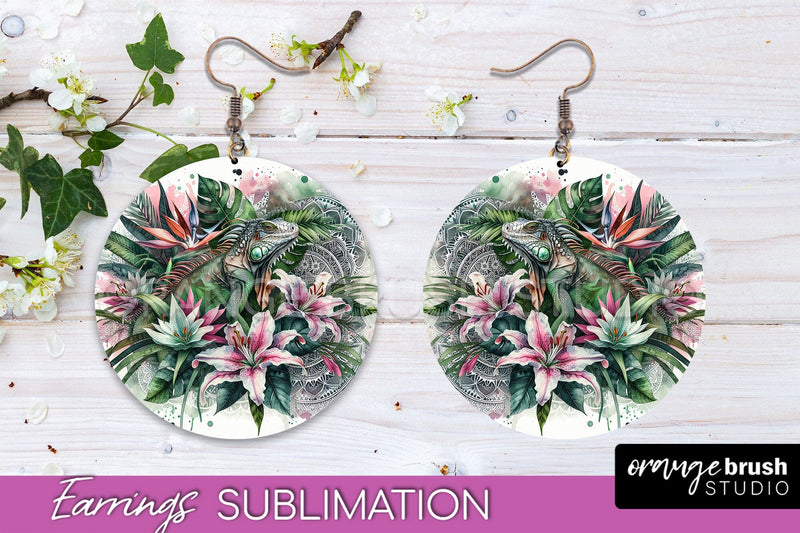 Tropical Animals Earrings PNG - Summer Earrings Sublimation Sublimation OrangeBrushStudio 