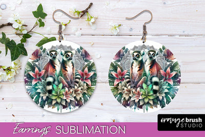 Tropical Animals Earrings PNG - Summer Earrings Sublimation Sublimation OrangeBrushStudio 