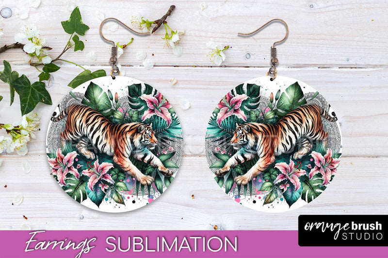 Tropical Animals Earrings PNG - Summer Earrings Sublimation Sublimation OrangeBrushStudio 