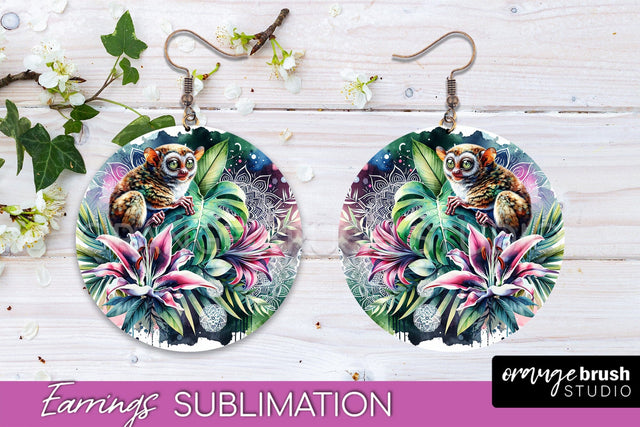 Tropical Animals Earrings PNG - Summer Earrings Sublimation Sublimation OrangeBrushStudio 