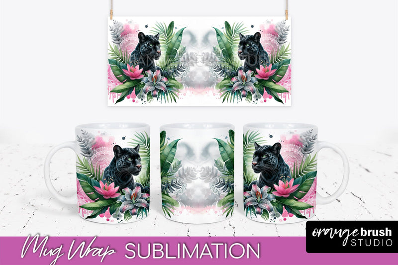 Tropical Animals Mug Wrap - Summer Mug Sublimation Design Sublimation OrangeBrushStudio 