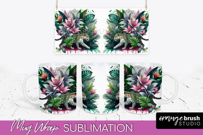 Tropical Animals Mug Wrap - Summer Mug Sublimation Design Sublimation OrangeBrushStudio 