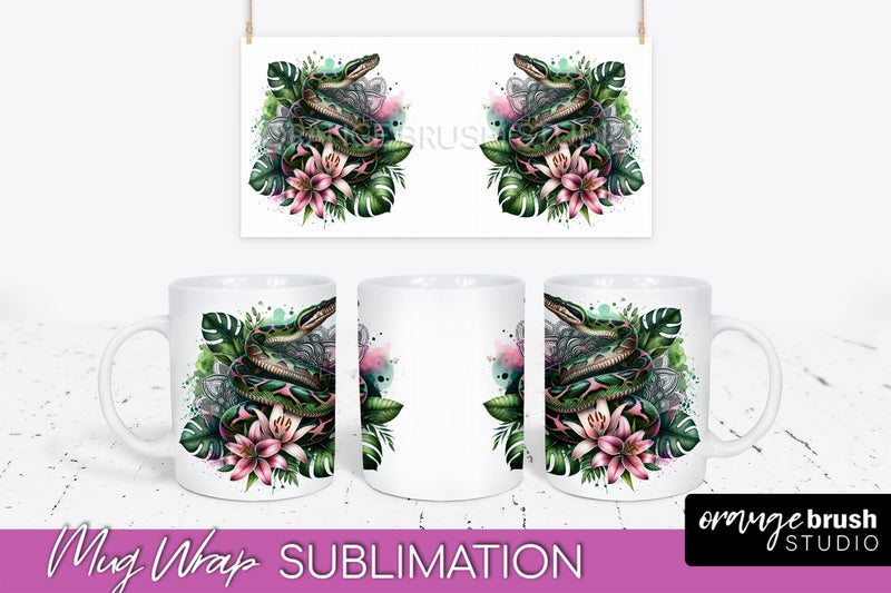 Tropical Animals Mug Wrap - Summer Mug Sublimation Design Sublimation OrangeBrushStudio 
