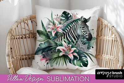 Tropical Animals Pillow Cover - Summer Pillow Sublimation Sublimation OrangeBrushStudio 