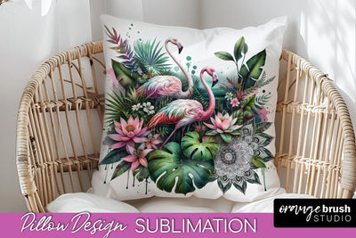 Tropical Animals Pillow Cover - Summer Pillow Sublimation Sublimation OrangeBrushStudio 