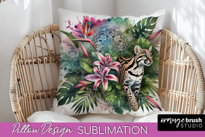 Tropical Animals Pillow Cover - Summer Pillow Sublimation Sublimation OrangeBrushStudio 