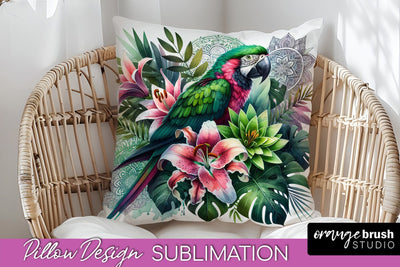 Tropical Animals Pillow Cover - Summer Pillow Sublimation Sublimation OrangeBrushStudio 