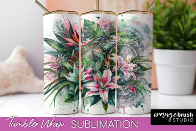 Tropical Animals Tumbler Wrap - Summer Tumbler Sublimation Sublimation OrangeBrushStudio 