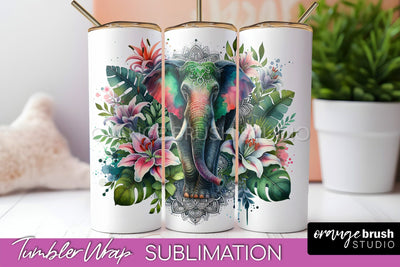 Tropical Animals Tumbler Wrap - Summer Tumbler Sublimation Sublimation OrangeBrushStudio 