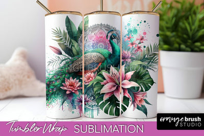 Tropical Animals Tumbler Wrap - Summer Tumbler Sublimation Sublimation OrangeBrushStudio 