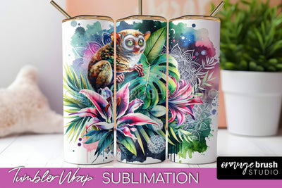 Tropical Animals Tumbler Wrap - Summer Tumbler Sublimation Sublimation OrangeBrushStudio 
