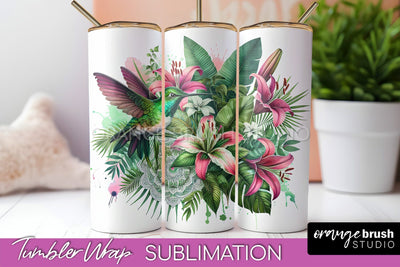 Tropical Animals Tumbler Wrap - Summer Tumbler Sublimation Sublimation OrangeBrushStudio 