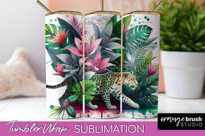 Tropical Animals Tumbler Wrap - Summer Tumbler Sublimation Sublimation OrangeBrushStudio 