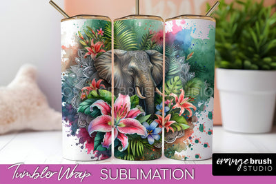 Tropical Animals Tumbler Wrap - Summer Tumbler Sublimation Sublimation OrangeBrushStudio 