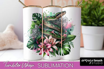 Tropical Animals Tumbler Wrap - Summer Tumbler Sublimation Sublimation OrangeBrushStudio 