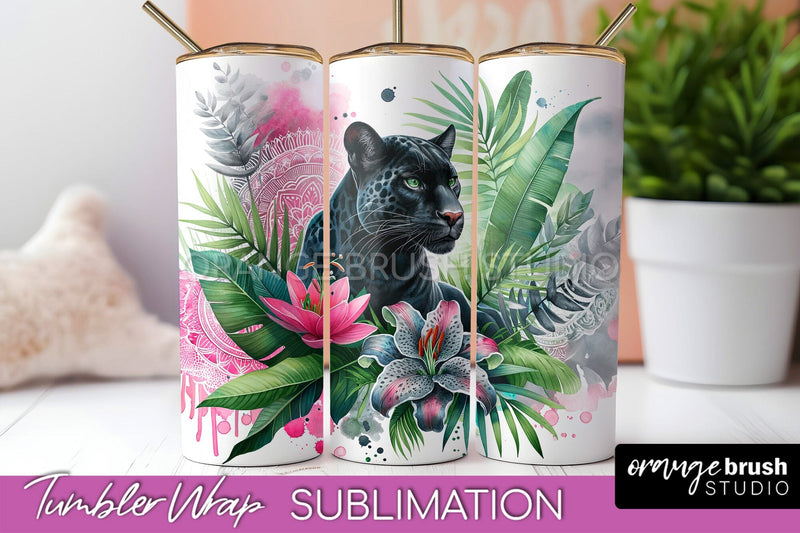 Tropical Animals Tumbler Wrap - Summer Tumbler Sublimation Sublimation OrangeBrushStudio 