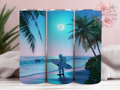Tropical Astronaut Beach Tumbler, Tropical Space Wrap, 20oz Tumbler Sublimation, Cosmic Vacation Design, Sci-Fi Beach Sublimation, Space Explorer Tumbler, Futuristic Island Wrap Sublimation Li Zamperini 