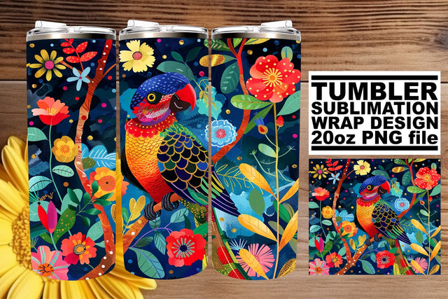 Tropical Avian Paradise Tumbler Design - 20oz Sublimation Sublimation afrosvg 