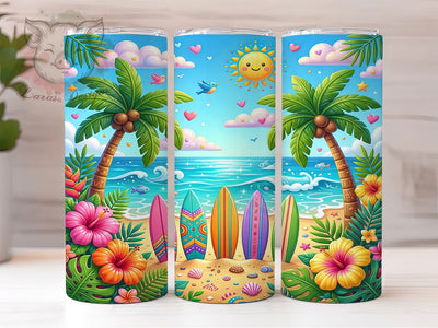 Tropical Beach 20oz Tumbler, Tropical Beach, Beach Tumbler, Tropical Tumbler, Beach Tumbler Wrap, Tropical Beach PNG, 20oz Tumbler Wrap, Summer Tumbler PNG Sublimation Lara' s Designs 