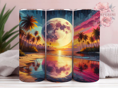 Tropical Beach 20oz Tumbler Wrap PNG, Sunset Ocean Tumbler Png, Straight & Tapered Tumbler Wrap, Instant Digital Download Sublimation Li Zamperini 