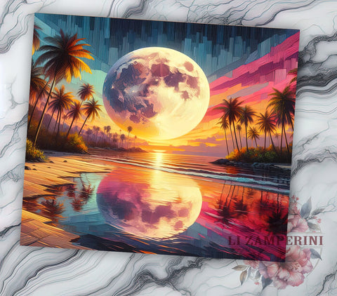 Tropical Beach 20oz Tumbler Wrap PNG, Sunset Ocean Tumbler Png, Straight & Tapered Tumbler Wrap, Instant Digital Download Sublimation Li Zamperini 