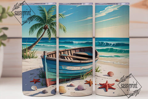 Tropical Beach 20oz Tumbler Wrap Sublimation sassyprint 