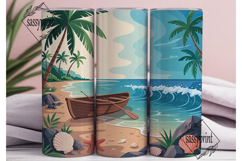 Tropical Beach 20oz Tumbler Wrap Sublimation sassyprint 