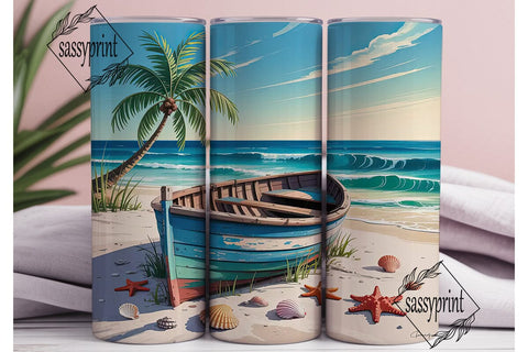 Tropical Beach 20oz Tumbler Wrap Sublimation sassyprint 