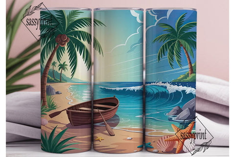 Tropical Beach 20oz Tumbler Wrap Sublimation sassyprint 