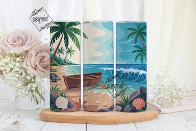 Tropical Beach 20oz Tumbler Wrap Sublimation sassyprint 
