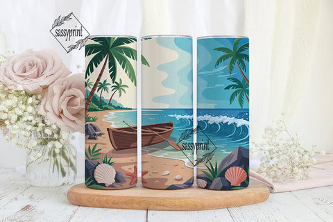 Tropical Beach 20oz Tumbler Wrap Sublimation sassyprint 