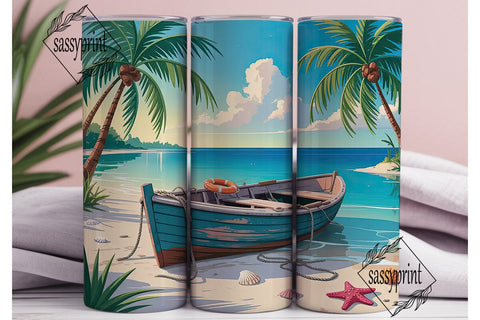 Tropical Beach 20oz Tumbler Wrap Sublimation sassyprint 