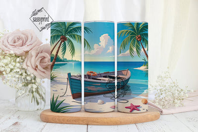 Tropical Beach 20oz Tumbler Wrap Sublimation sassyprint 
