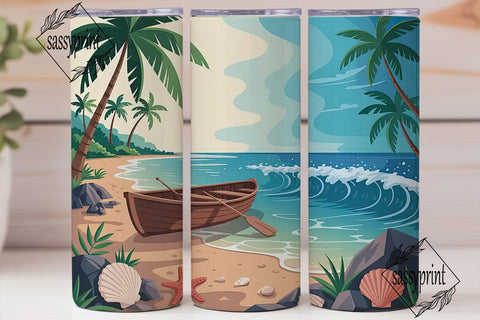 Tropical Beach 20oz Tumbler Wrap Sublimation sassyprint 