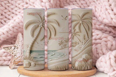 Tropical Beach 3D 20oz Tumbler Wrap Sublimation DesignSVG 