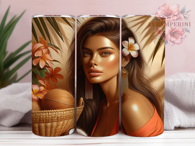 Tropical Beach Babe Tumbler Wrap, Tropical Fashion Gift, Island Woman Theme, Summer Beauty Art, Beach Babe Tumbler, Paradise Girl Gift, Tropical Style Design Sublimation Li Zamperini 