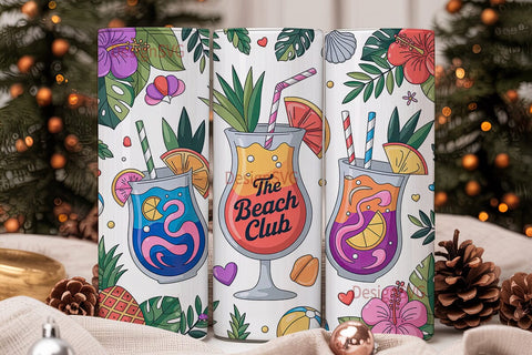 Tropical Beach Club 20oz Tumbler Wrap Sublimation DesignSVG 
