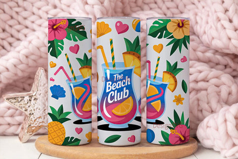 Tropical Beach Club 20oz Tumbler Wrap Sublimation DesignSVG 