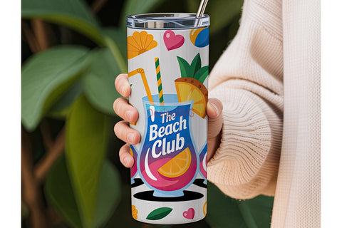 Tropical Beach Club 20oz Tumbler Wrap Sublimation DesignSVG 