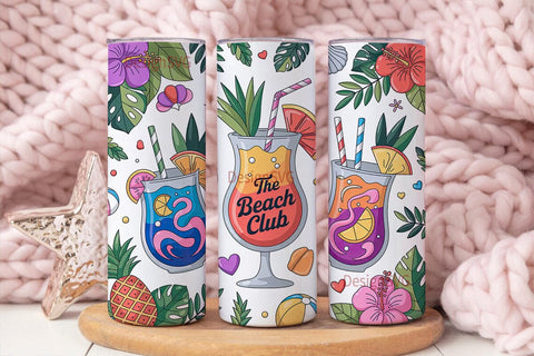 Tropical Beach Club 20oz Tumbler Wrap Sublimation DesignSVG 