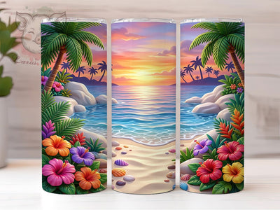 Tropical Beach Diorama 20oz Tumbler, Tropical Beach PNG, Beach Diorama, Diorama Tumbler, Tropical Diorama PNG, Beach Tumbler PNG, Diorama Wrap PNG, 20oz Tumbler Wrap Sublimation Lara' s Designs 