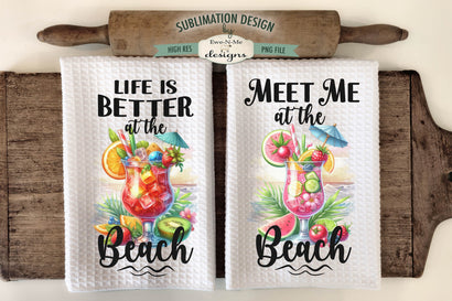 Tropical Beach Drinks - Sublimation Kitchen Towel Designs Sublimation Ewe-N-Me Designs 