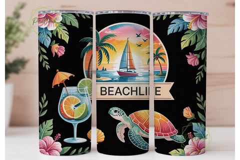 Tropical Beach Life 20oz Tumbler Wrap Sublimation PixelChick 