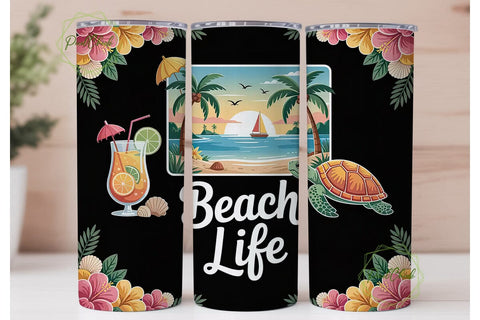 Tropical Beach Life 20oz Tumbler Wrap Sublimation PixelChick 