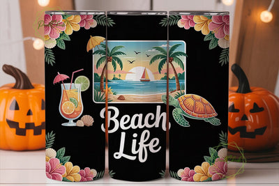 Tropical Beach Life 20oz Tumbler Wrap Sublimation PixelChick 