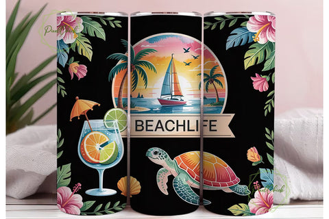 Tropical Beach Life 20oz Tumbler Wrap Sublimation PixelChick 