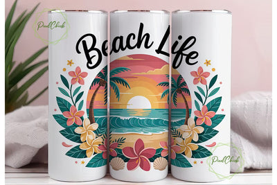 Tropical Beach Life 20oz Tumbler Wrap Sublimation PixelChick 
