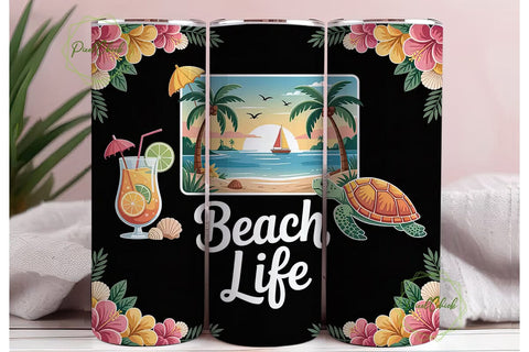 Tropical Beach Life 20oz Tumbler Wrap Sublimation PixelChick 