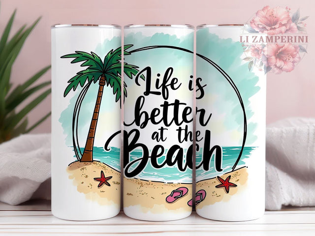 Tropical Beach Life 20oz Tumbler Wrap, Summer Tumbler Design, 20oz Tumbler Sublimation, Beach Life Tumbler, Ocean Tumbler Wrap, Vacation Tumbler Design, Tropical Tumbler Wrap Sublimation Li Zamperini 