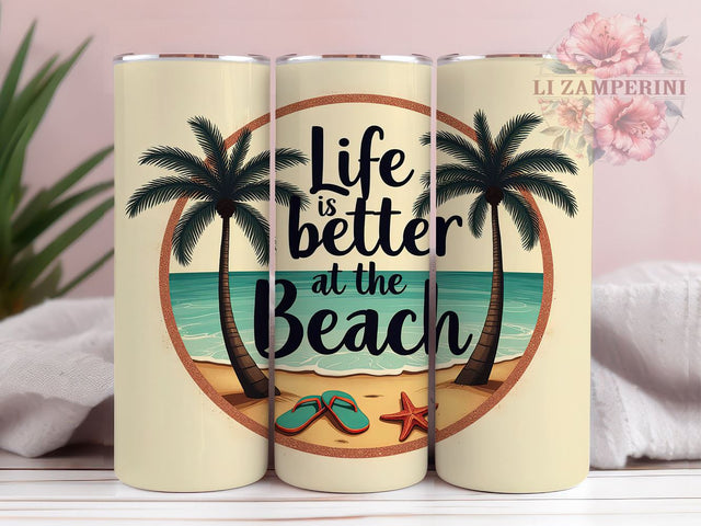 Tropical Beach Life 20oz Tumbler Wrap, Summer Tumbler Design, 20oz Tumbler Sublimation, Beach Life Tumbler, Ocean Tumbler Wrap, Vacation Tumbler Design, Tropical Tumbler Wrap Sublimation Li Zamperini 